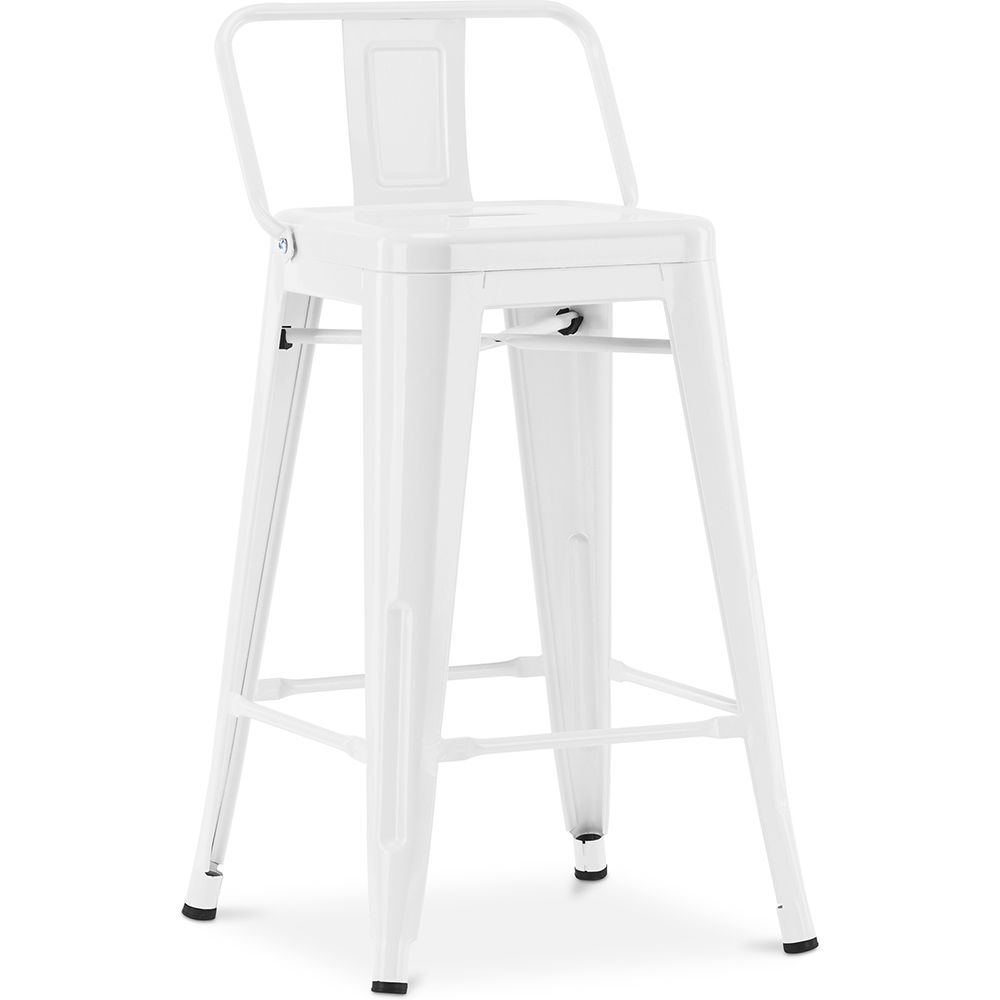  Buy Bar Stool with Backrest Industrial Design - 60cm - Metalix White 58409 - in the UK