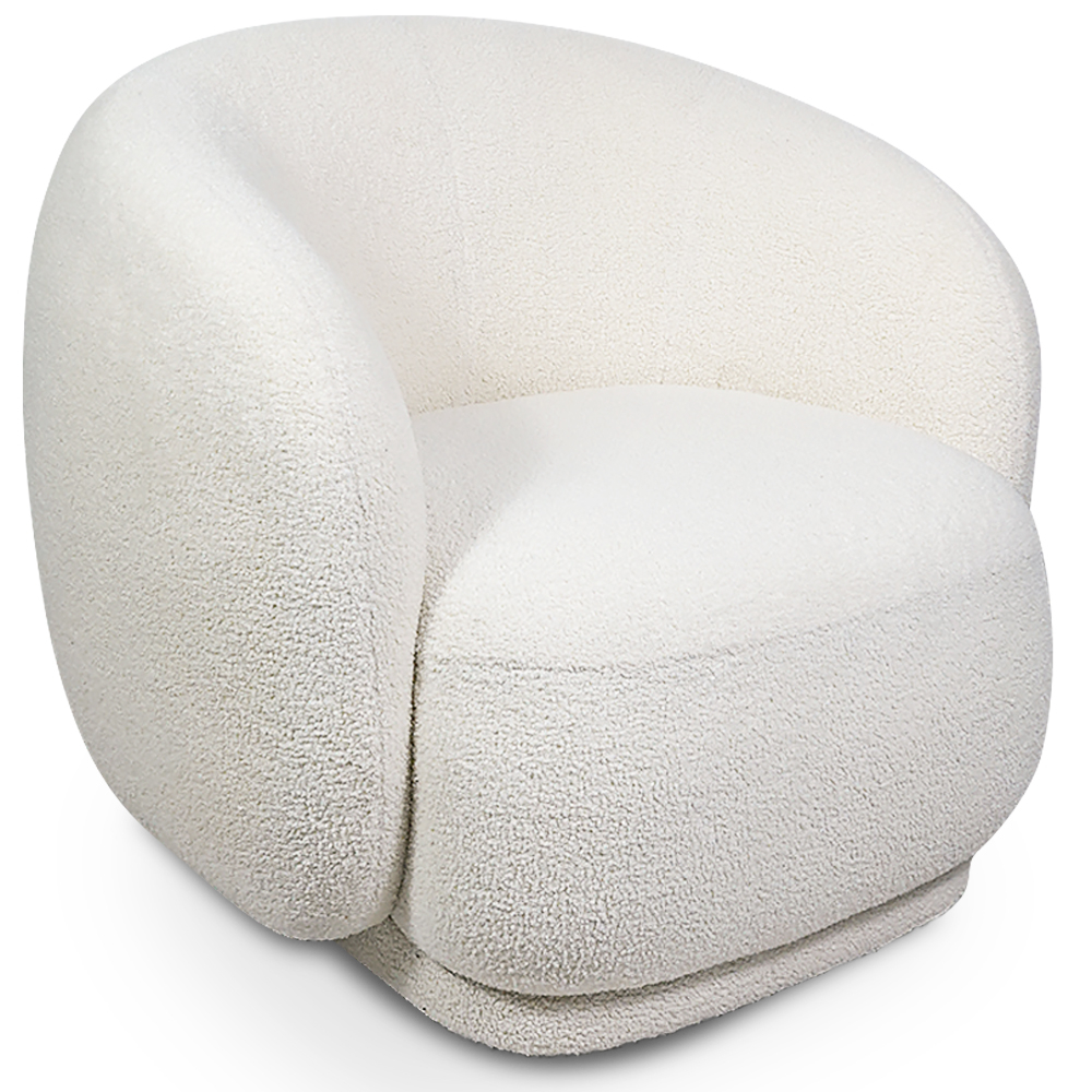  Buy Upholstered Armchair in Bouclé Fabric - Curved Design - Wendry White 61302 - in the UK