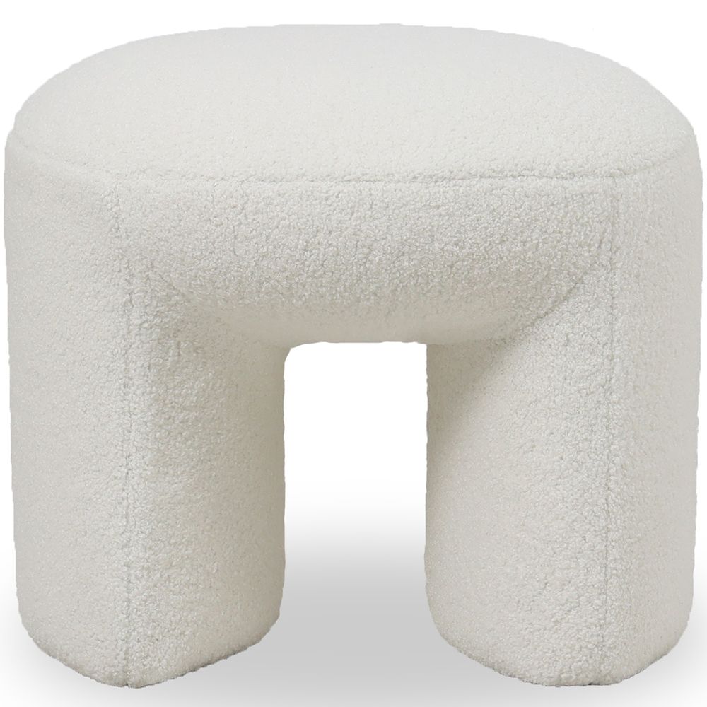  Buy Ottoman Upholstered in Bouclé Fabric - Loriel White 61303 - in the UK