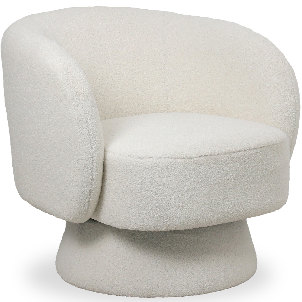  Buy Armchair Upholstered in Bouclé Fabric - Curved Design - Lilo White 61304 - in the UK