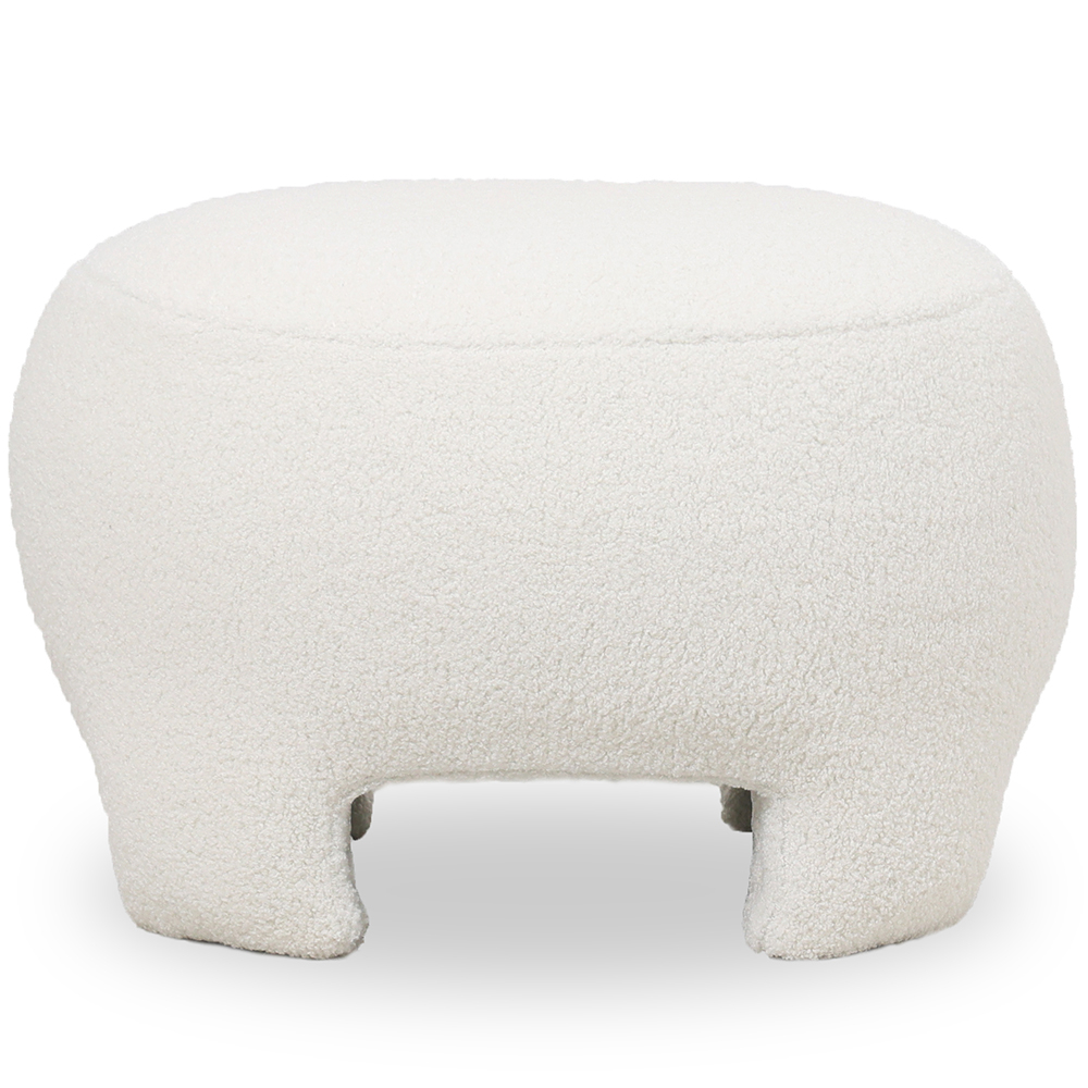  Buy Upholstered Ottoman - Pouf in Bouclé Fabric - Janko White 61305 - in the UK