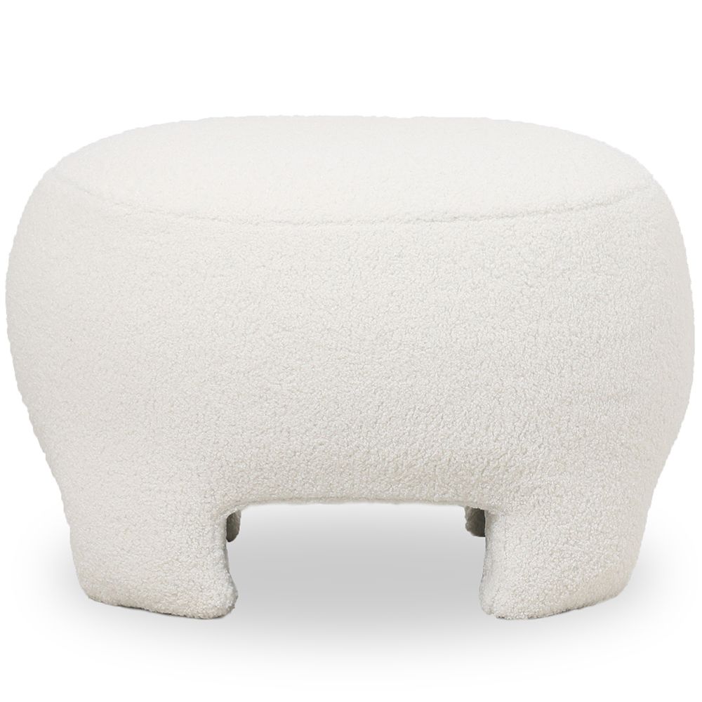  Buy Upholstered Ottoman - Pouf in Bouclé Fabric - Janko White 61305 - in the UK