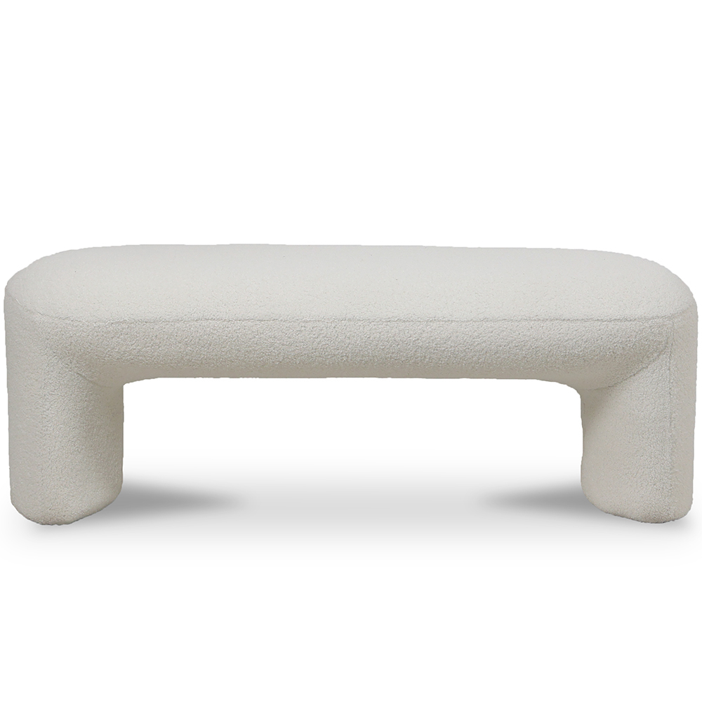  Buy Upholstered Bench in Bouclé Fabric - Loriel White 61307 - in the UK