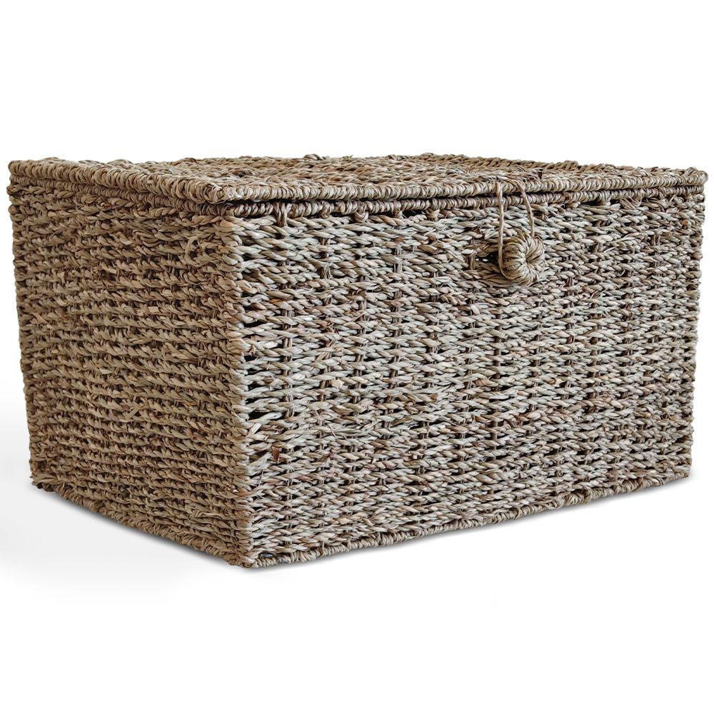  Buy Natural Fiber Basket with Lid - 40x30CM - Vernui Brown 61313 - in the UK