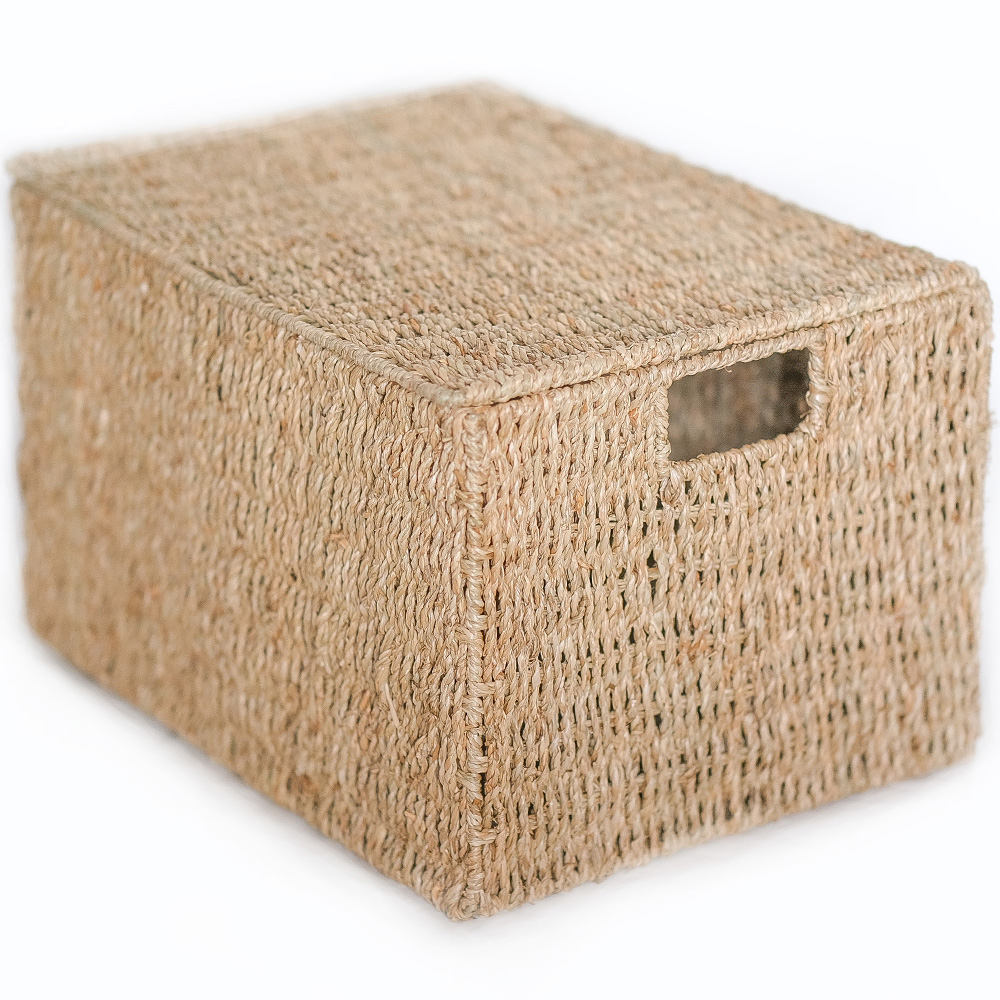  Buy Natural Fiber Basket with Lid - 40x30CM - Greey Natural 61314 - in the UK