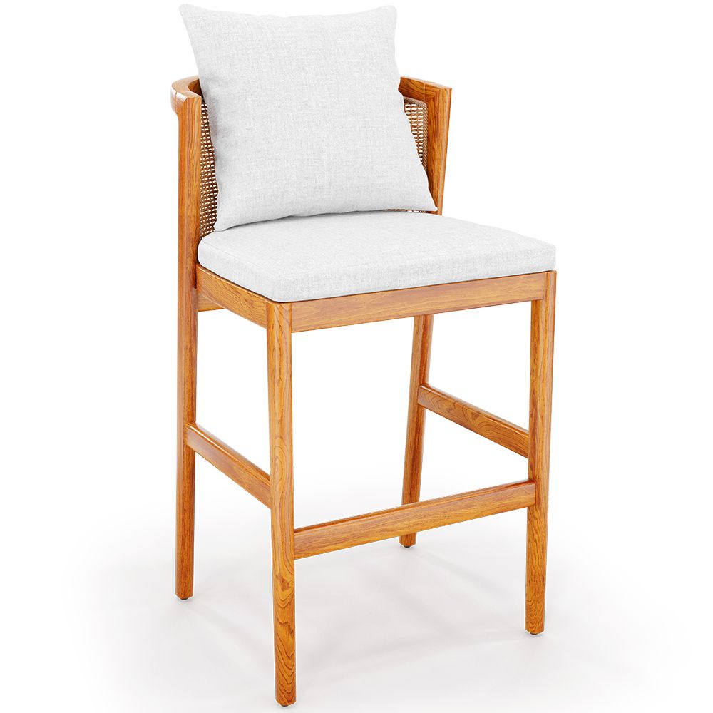  Buy High Outdoor Teak Wood Stool with Cushions - Aran Natural 61324 - in the UK