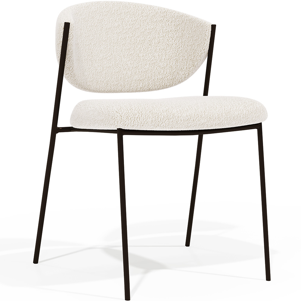  Buy Dining chair - Upholstered in Bouclé Fabric - Black Metal - Vara White 61332 - in the UK