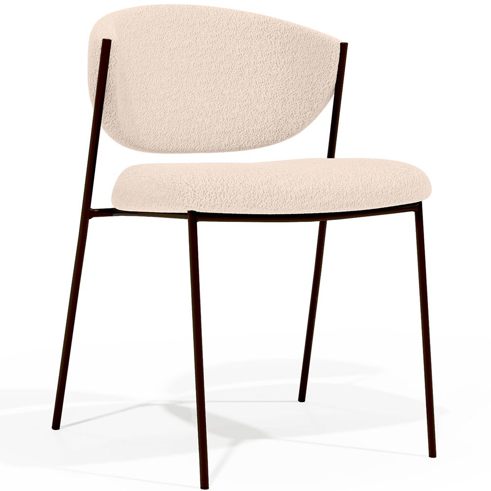  Buy Dining chair - Upholstered in Bouclé Fabric - Black Metal - Vara Ivory 61332 - in the UK