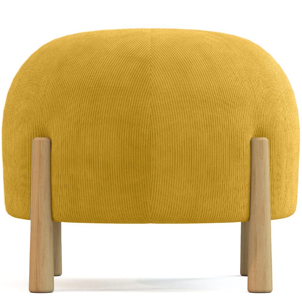  Buy Round Corduroy Upholstered Pouf with Natural Wood Legs - Merv Mustard 61450 - in the UK