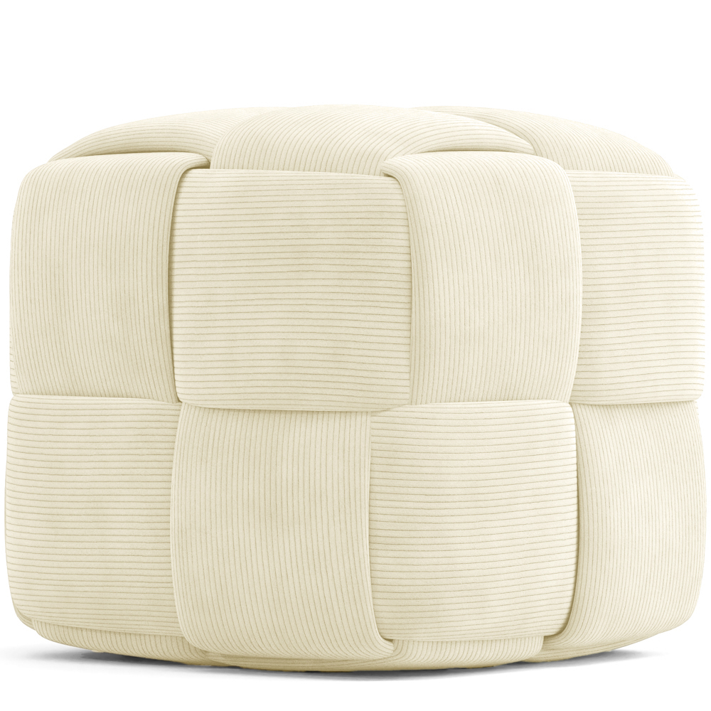  Buy Square Corduroy Upholstered Pouf - Modern Design - Dice Ivory 61451 - in the UK