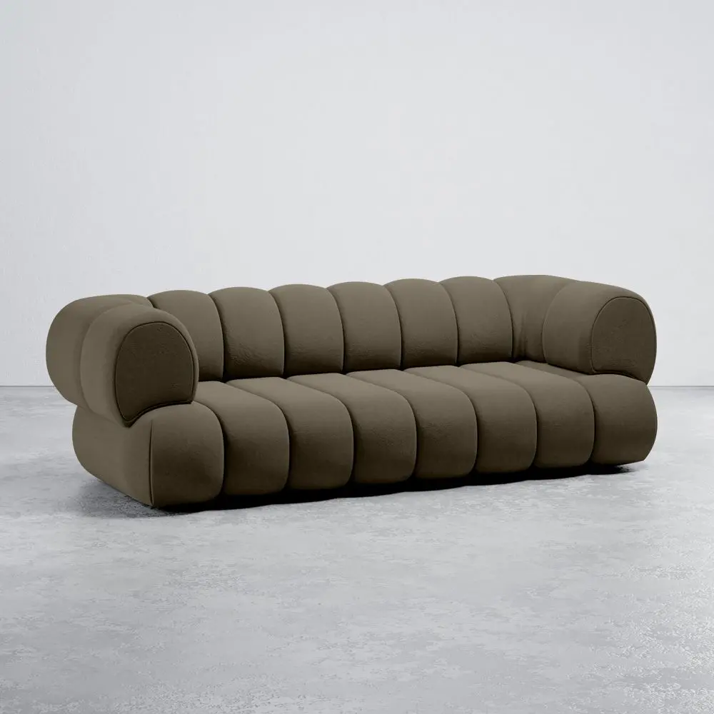  Buy Velvet Upholstered Sofa - Modern Style - 2/3 Seater - Curved Premium Taupe 61486 - in the UK