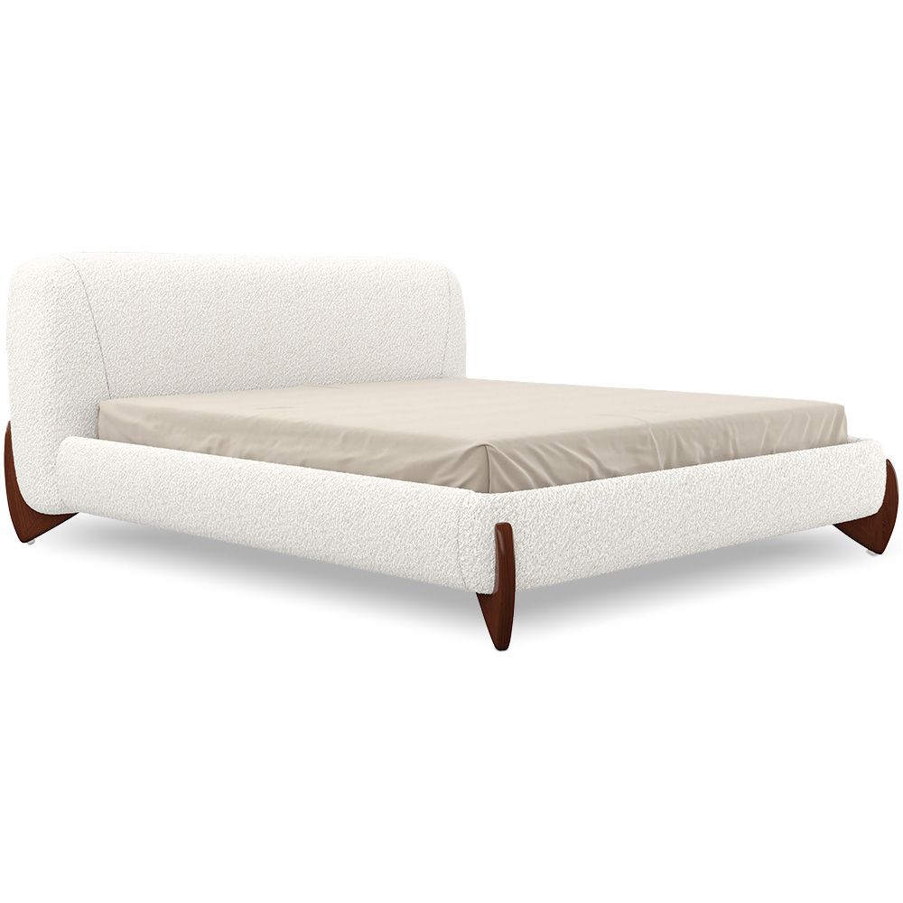  Buy Double bed 160x200 CM - Upholstered in Bouclé Fabric - Emma White 61452 - in the UK