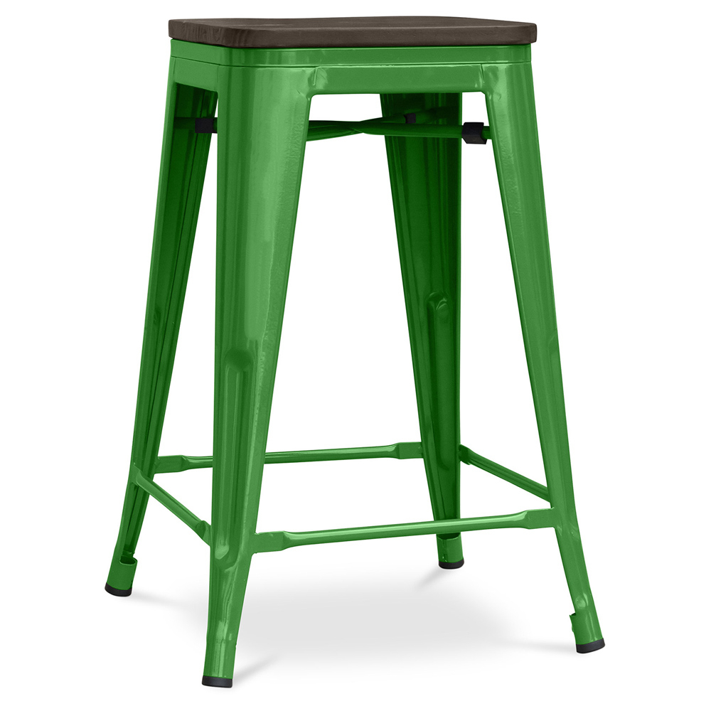  Buy Bar Stool - Industrial Design - Wood & Steel - 60cm -Metalix Green 58354 - in the UK