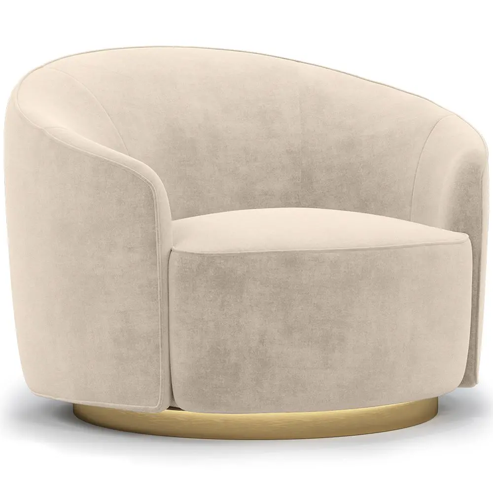  Buy Curved Design Armchair - Upholstered in Velvet - Treya White 60647 - in the UK