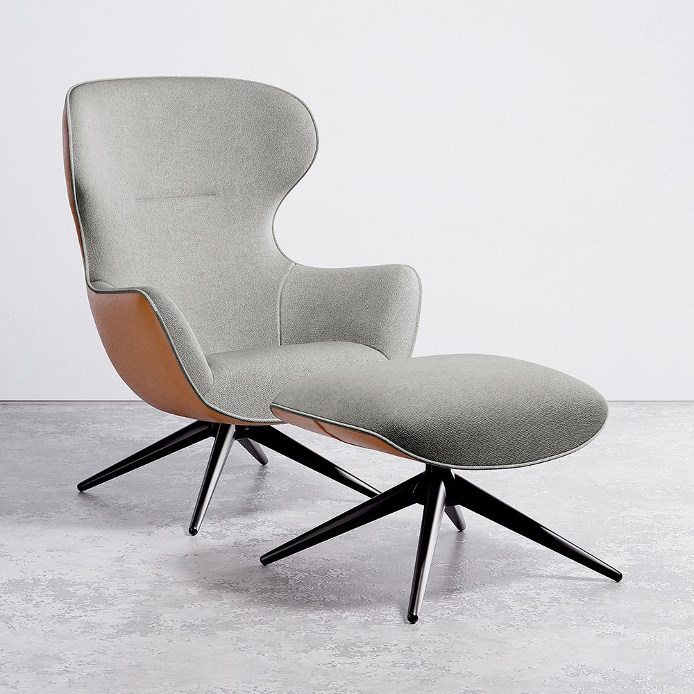  Buy Contemporary Style Upholstered Armchair with Footrest - Franka Light grey 61542 - in the UK