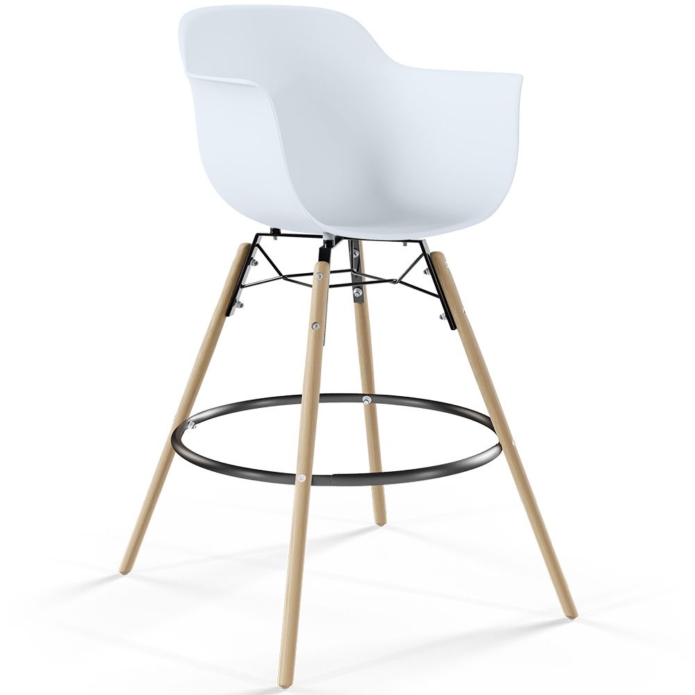  Buy Bar Stool Scandinavian Design - Wooden Legs - Skandiva White 61553 - in the UK
