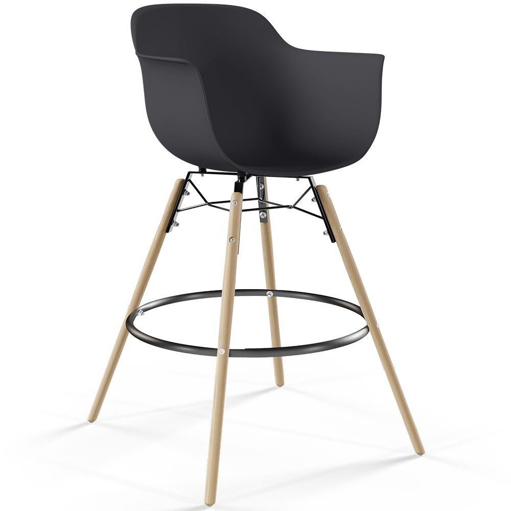  Buy Bar Stool Scandinavian Design - Wooden Legs - Skandiva Black 61553 - in the UK