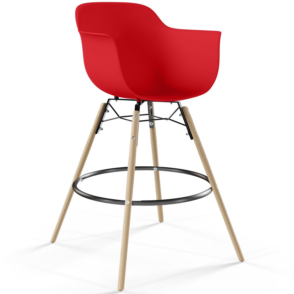  Buy Bar Stool Scandinavian Design - Wooden Legs - Skandiva Red 61553 - in the UK