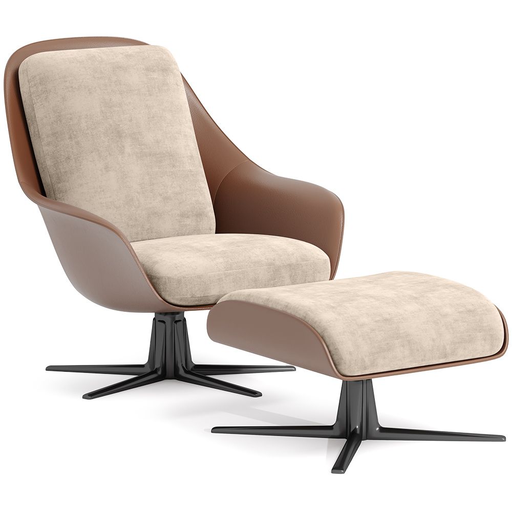 Buy Contemporary Upholstered Design Armchair with Footrest - Aletha White 61066 - in the UK