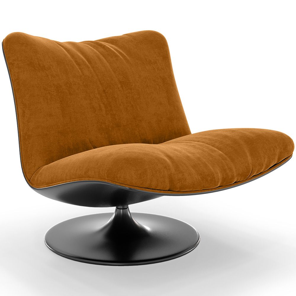  Buy Upholstered Armchair with Curved Design, Contemporary Style - Tulip Mustard 61545 - in the UK