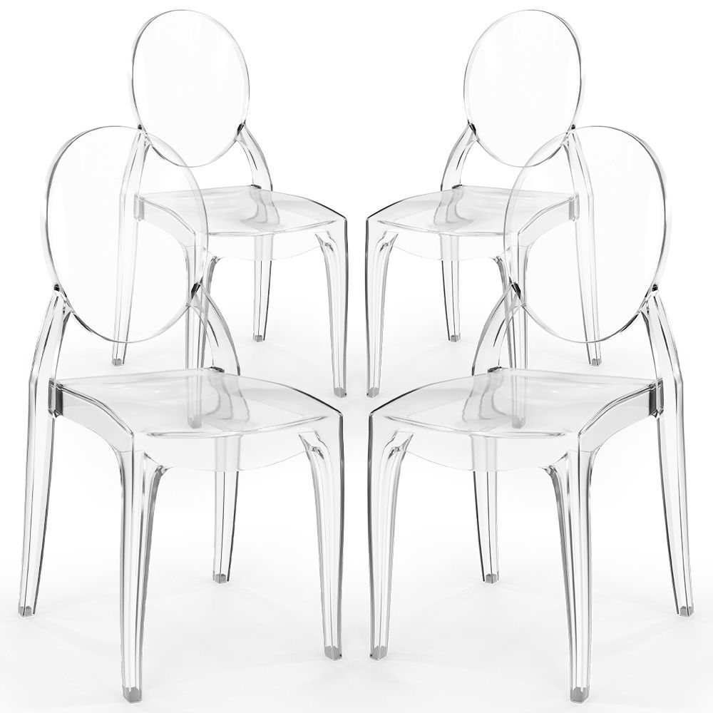  Buy Pack of 4 Dining Chairs Transparent - Victoria Ghost Style Transparent 61555 - in the UK