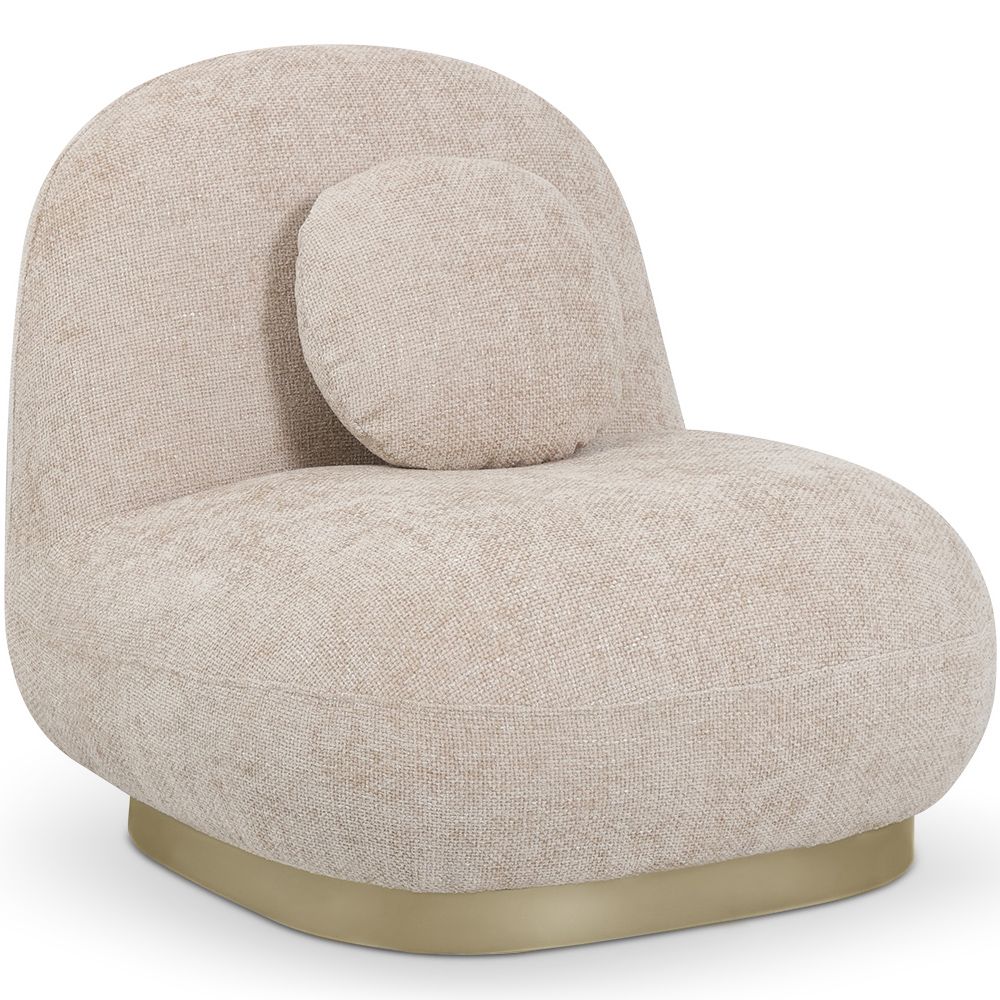  Buy Curved Contemporary Style Design Armchair Upholstered in Chenille - Nuiba Beige 61558 - in the UK