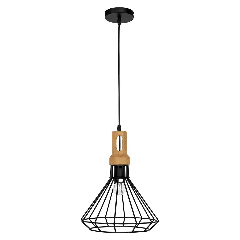  Buy Black metal and wood ceiling lamp - Fenris Black 59162 - in the UK