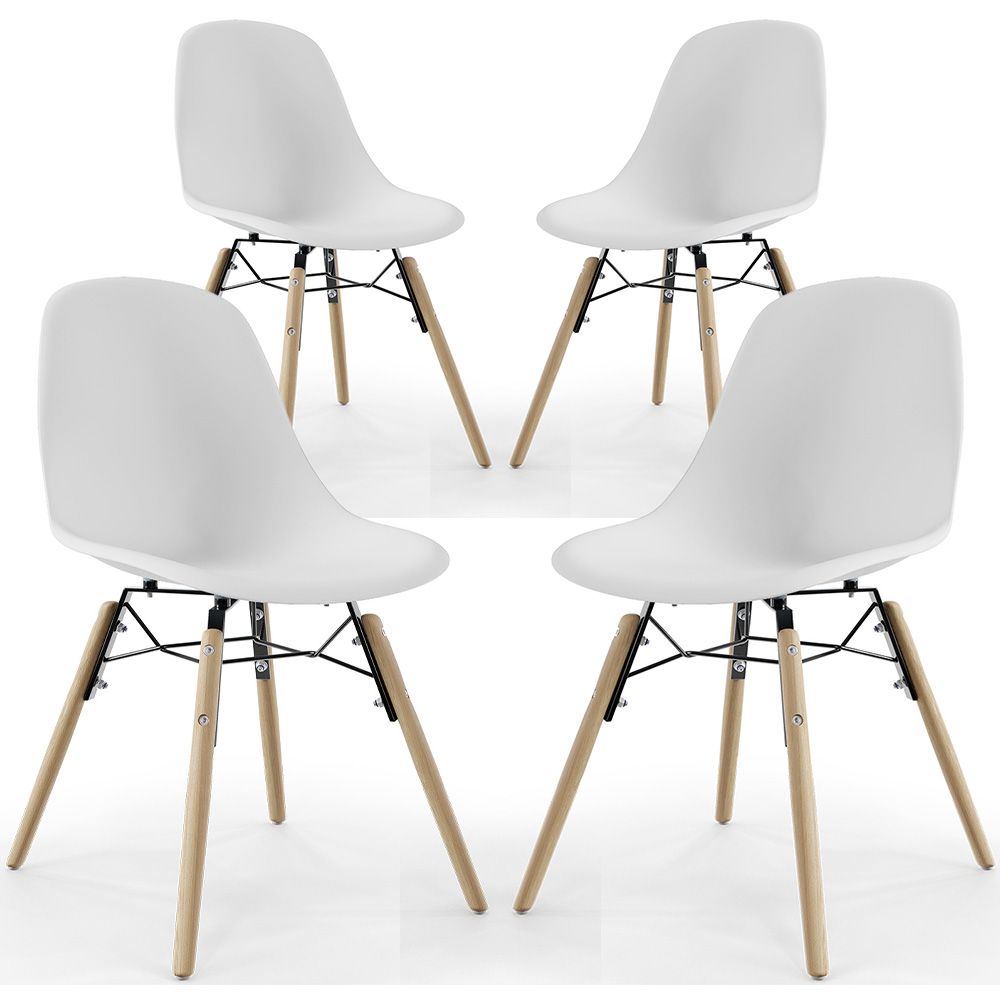  Buy Dining Chair - Scandinavian Design - Wooden Legs - Pack of 4 - Lumi White 61566 - in the UK