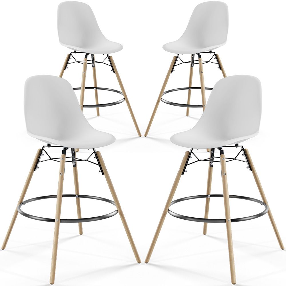  Buy Bar Stool - Scandinavian Design - Wooden Legs - Pack of 4 - Lumi White 61567 - in the UK