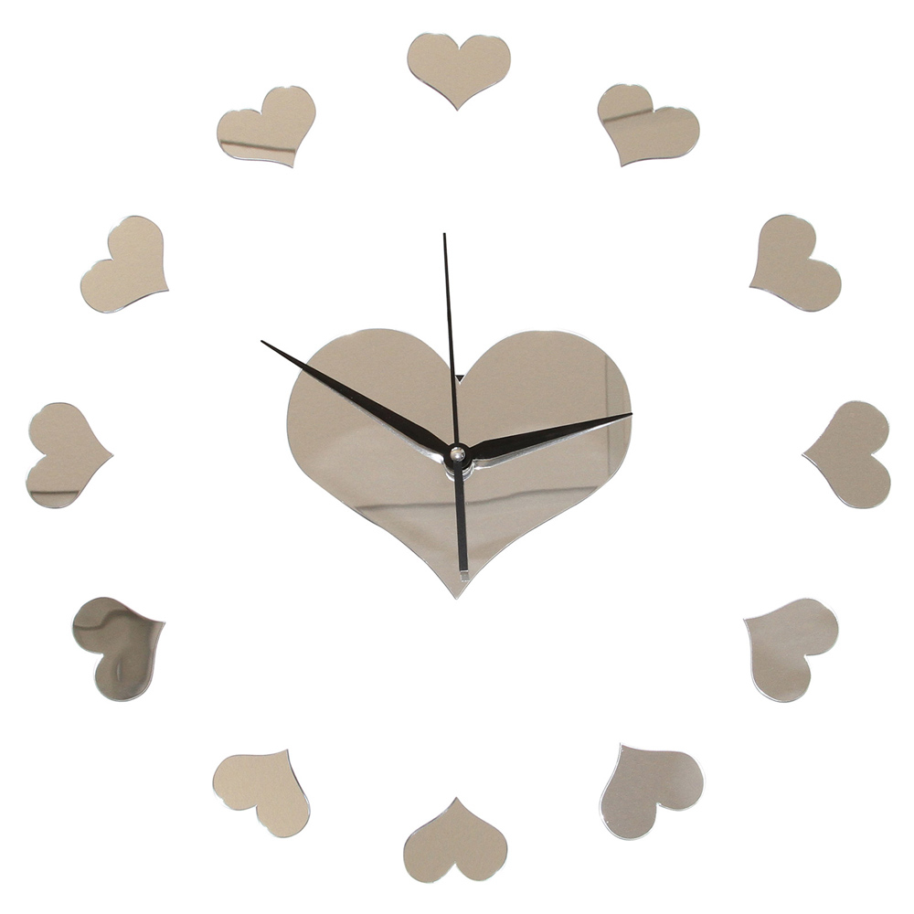  Buy Mirror Hearts Wall Clock Silver 58207 - in the UK
