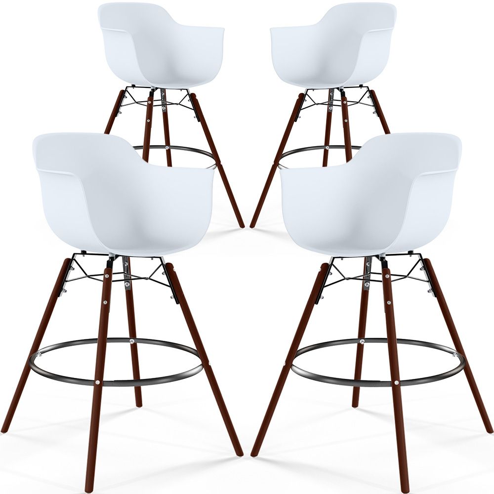  Buy Bar Stools Scandinavian Design - Dark Wood Legs - Pack of 4 - Skandiva White 61574 - in the UK