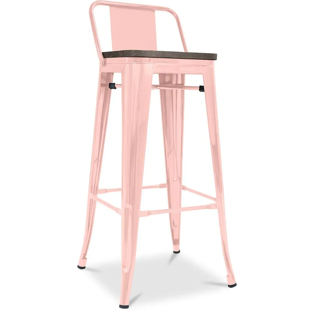  Buy Industrial Design Bar Stool with Backrest - Wood & Steel - 76cm - Metalix Pastel orange 59118 - in the UK