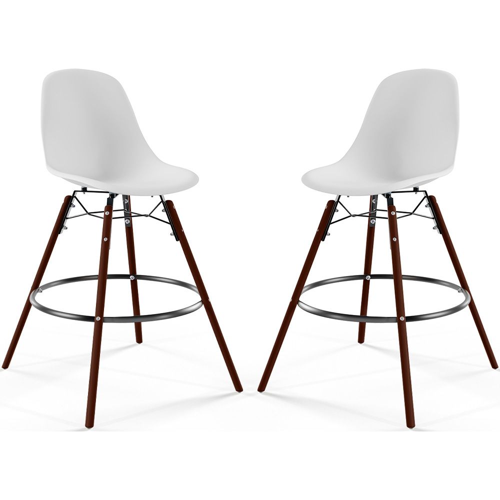  Buy Bar Stools - Scandinavian Design - Dark Wood Legs - Pack of 2 - Lumi White 61579 - in the UK