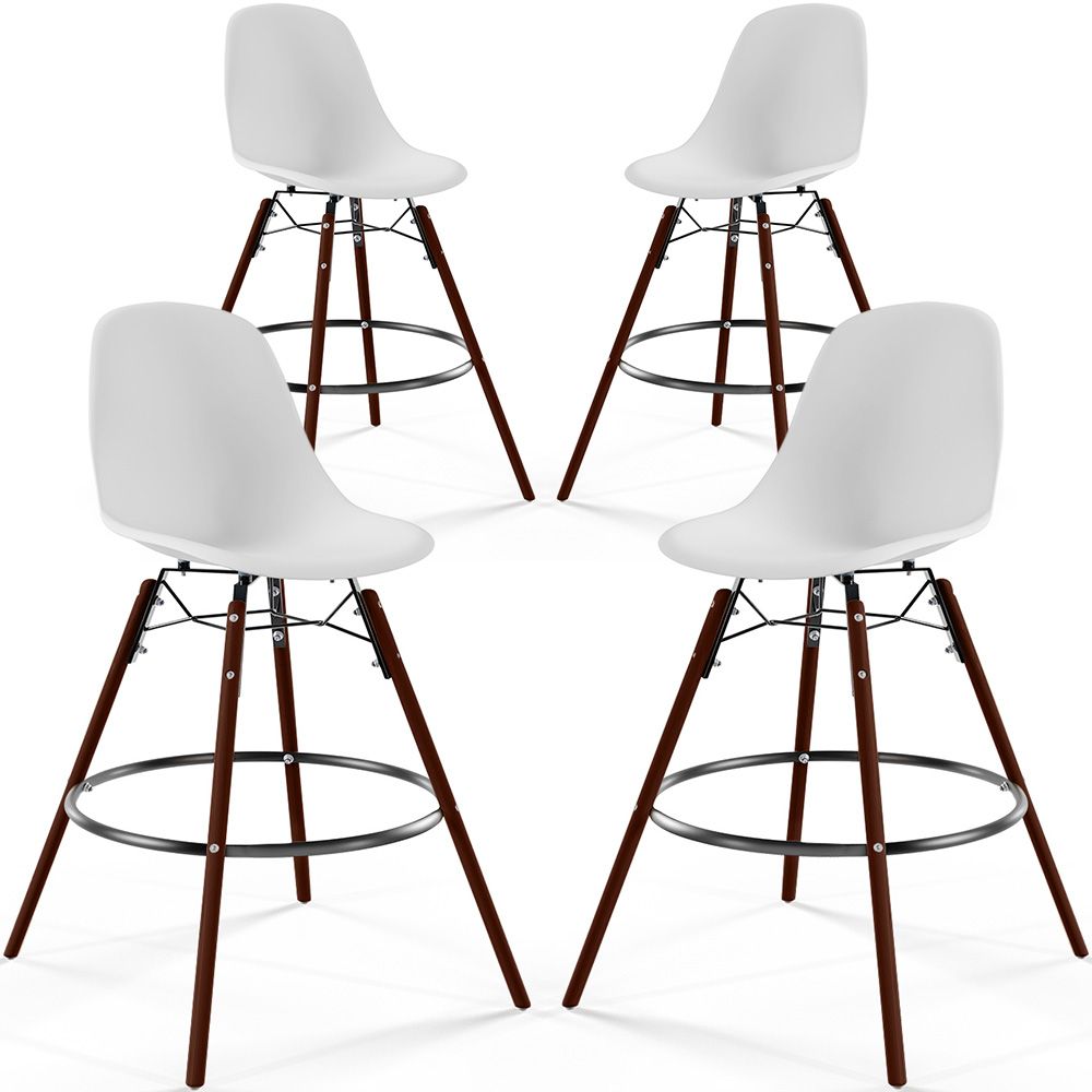  Buy Dining Stool - Scandinavian Design - Dark Wood Legs - Pack of 4 - Lumi White 61580 - in the UK