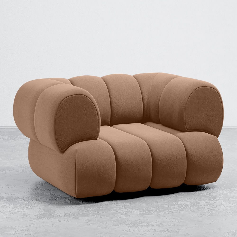  Buy Velvet Upholstered Armchair - Modern Style - Curve Premium Cream 61487 - in the UK