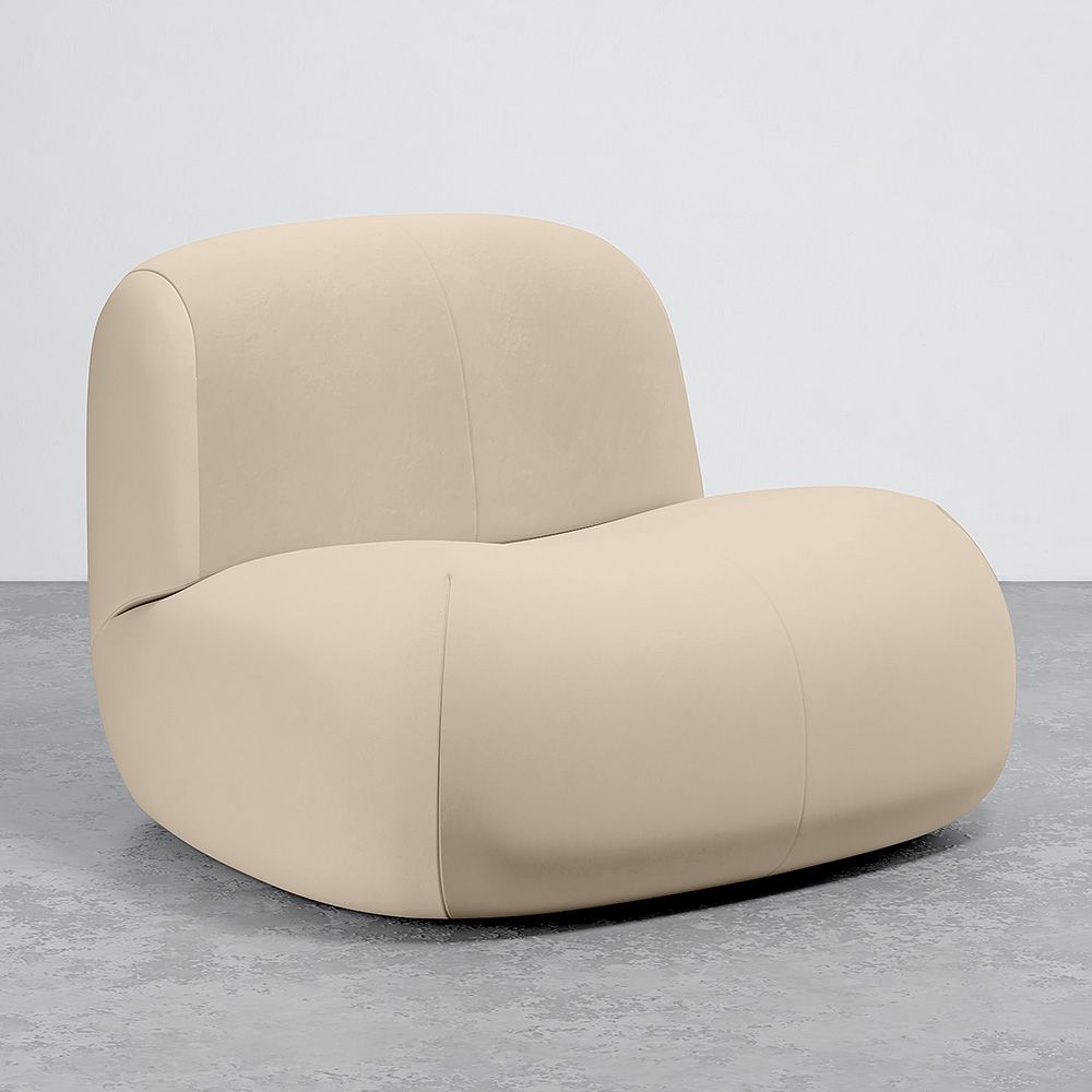  Buy Organic-Shaped Lounge Armchair - Velvet Upholstered Armchair Scandinavian Modern Design - Dustine White 61587 - in the UK