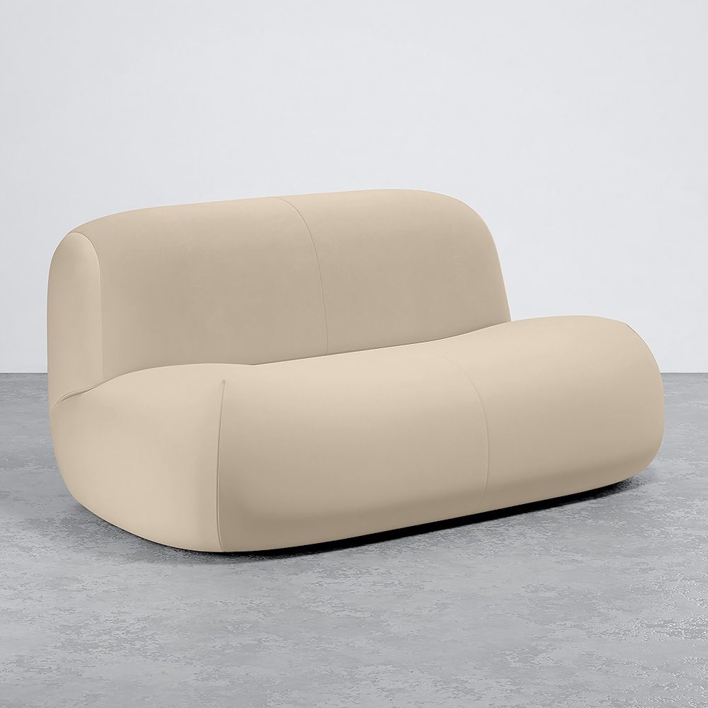 Buy Organic-Shaped Sofa - Velvet Upholstered Scandinavian Modern Design - Dustine White 61588 - in the UK