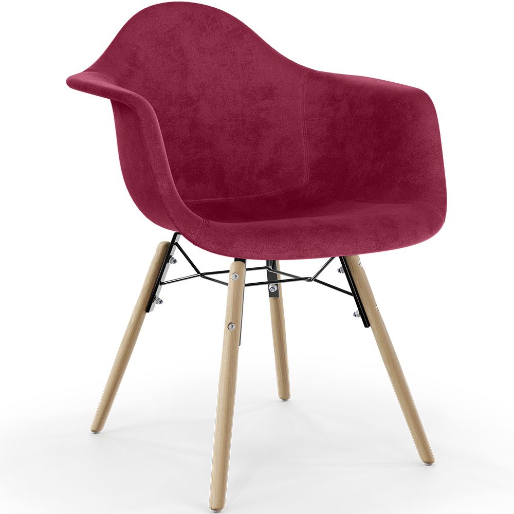  Buy Velvet Dining Chair - Scandinavian Design and Wooden Legs - Skandiva  Dark red 61594 - in the UK