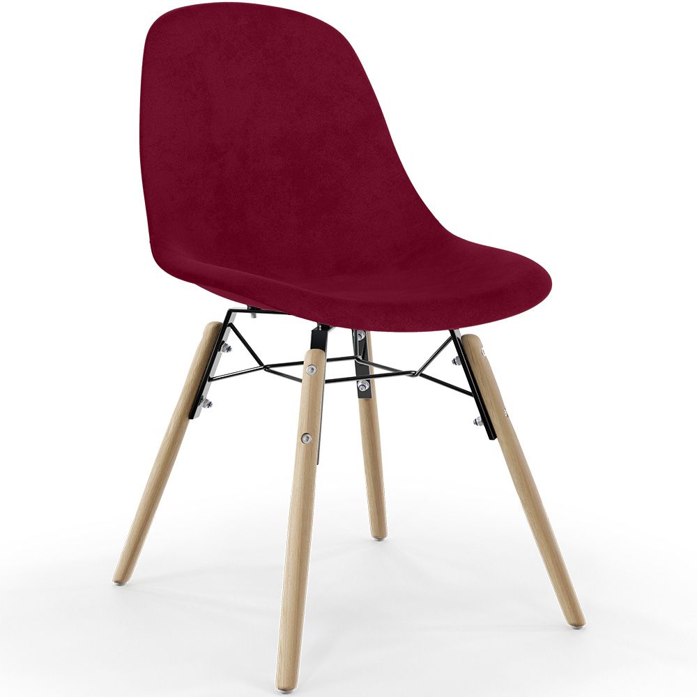  Buy Velvet Dining Chair - Scandinavian Design and Wooden Legs - Lumi Dark red 61595 - in the UK
