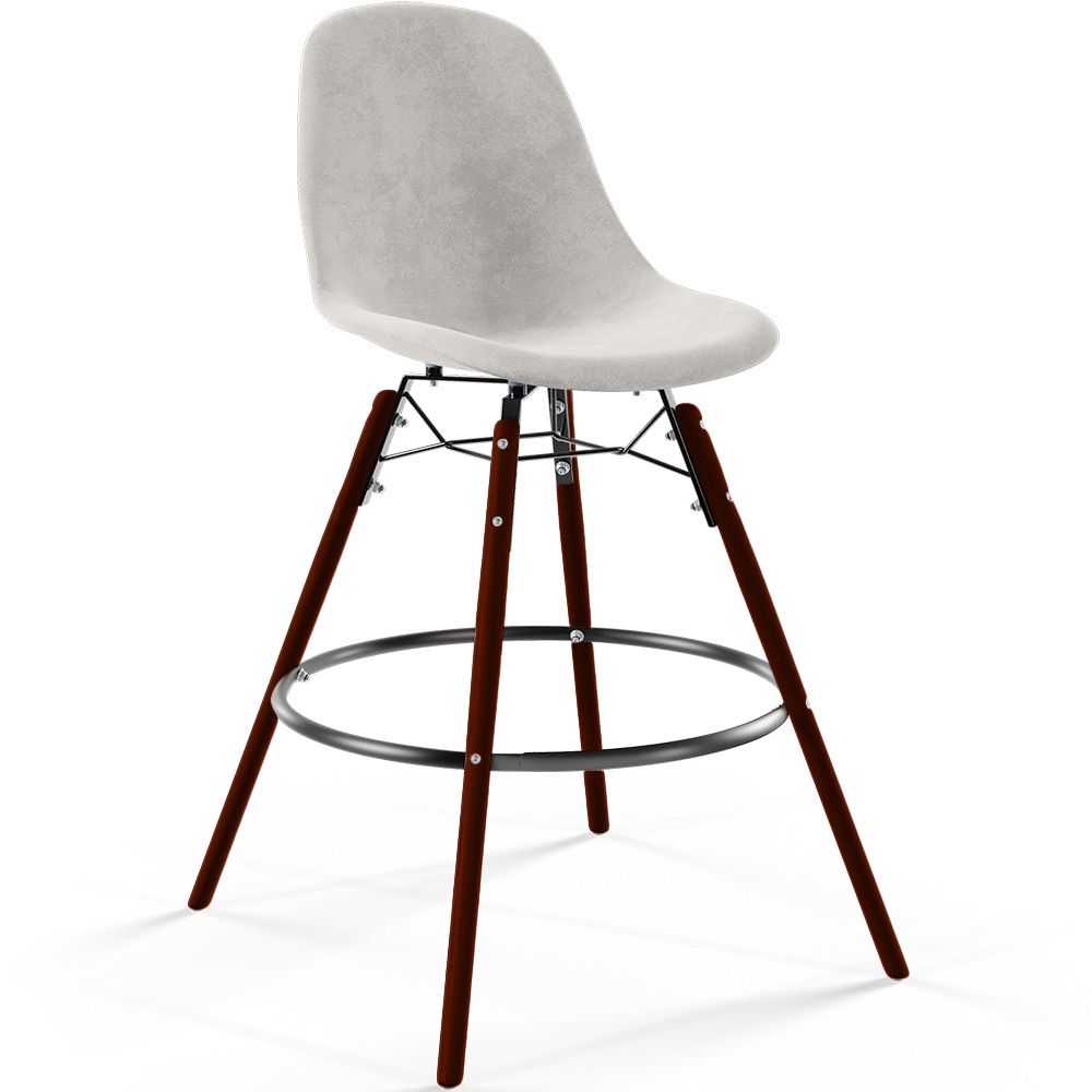  Buy Velvet Bar Stool - Scandinavian Design and Dark Wood Legs - Lumi Light grey 61598 - in the UK