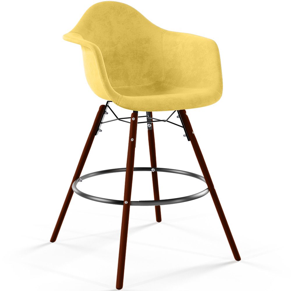  Buy Velvet Bar Stool - Scandinavian Design and Dark Wood Legs - Skandiva  Yellow 61599 - in the UK
