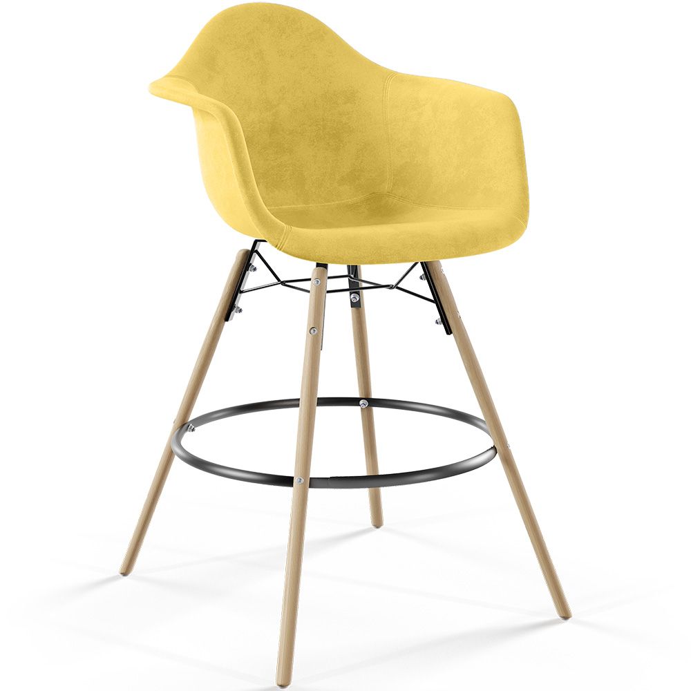  Buy Velvet Bar Stool - Scandinavian Design and Wooden Legs - Skandiva  Yellow 61597 - in the UK