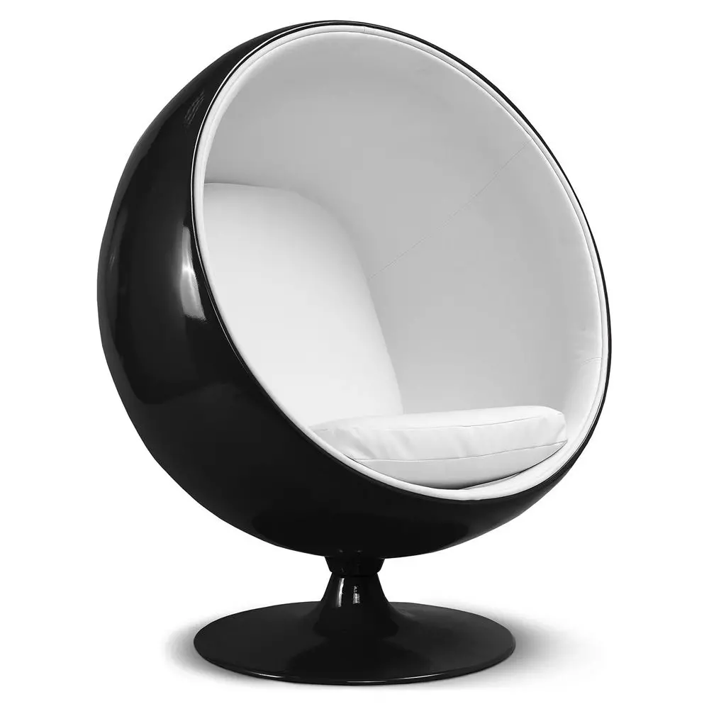  Buy Ballon Chair - Black Shell and White Interior - Faux Leather White 19540 - in the UK