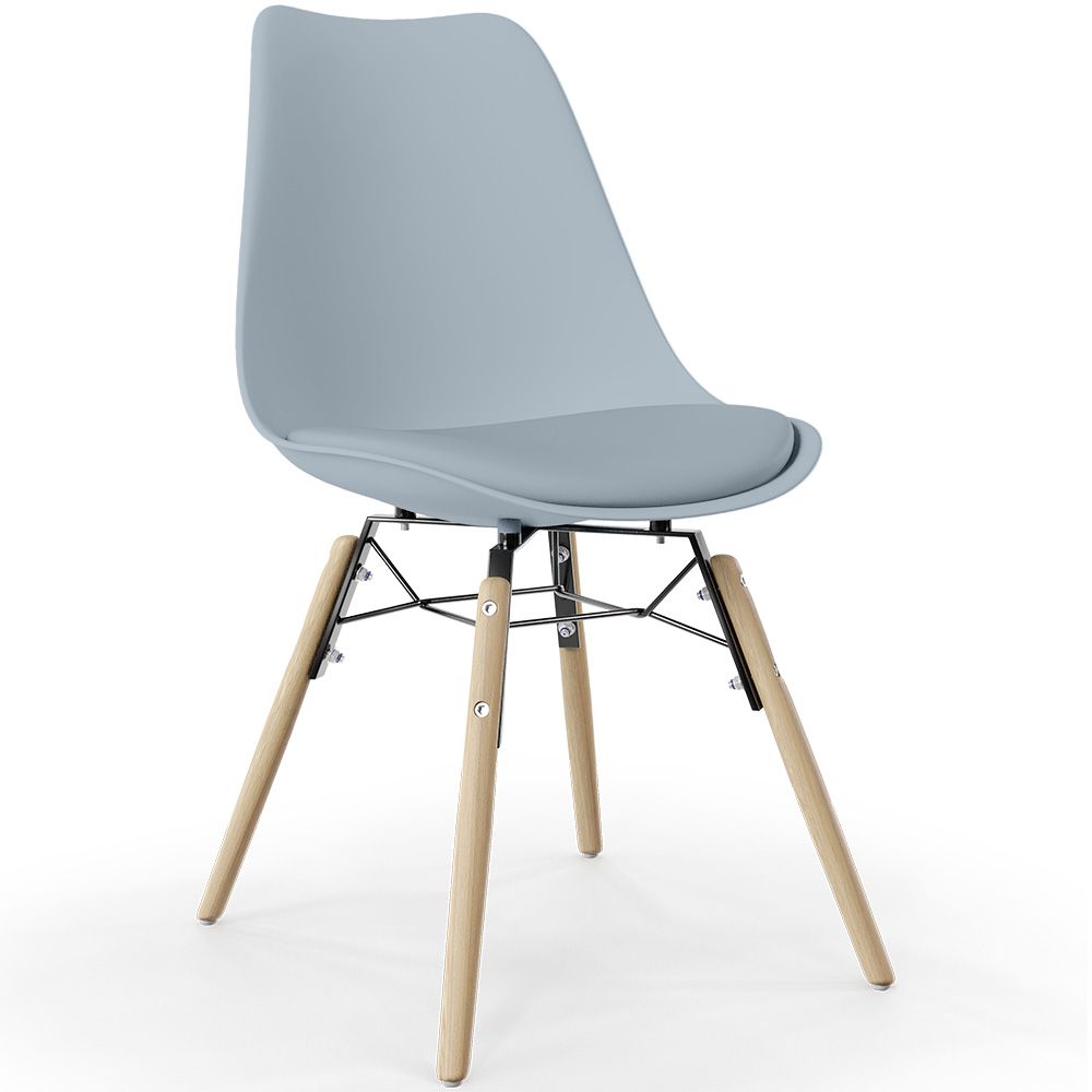  Buy Dining Chair with Cushion - Scandinavian Design and Wooden Legs - Lumi Light grey 61604 - in the UK