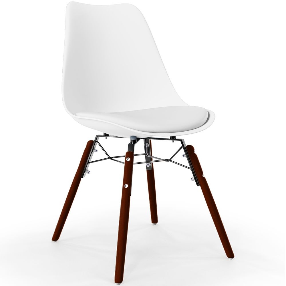  Buy Dining Chair with Cushion - Scandinavian Design and Wooden Dark Legs - Lumi White 61607 - in the UK