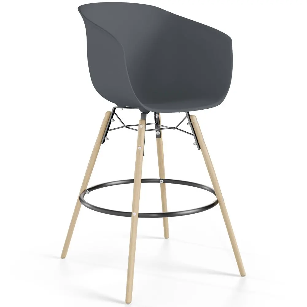  Buy Bar Stool - Scandinavian Style - Natural Wood Legs - Miscel Dark grey 61732 - in the UK