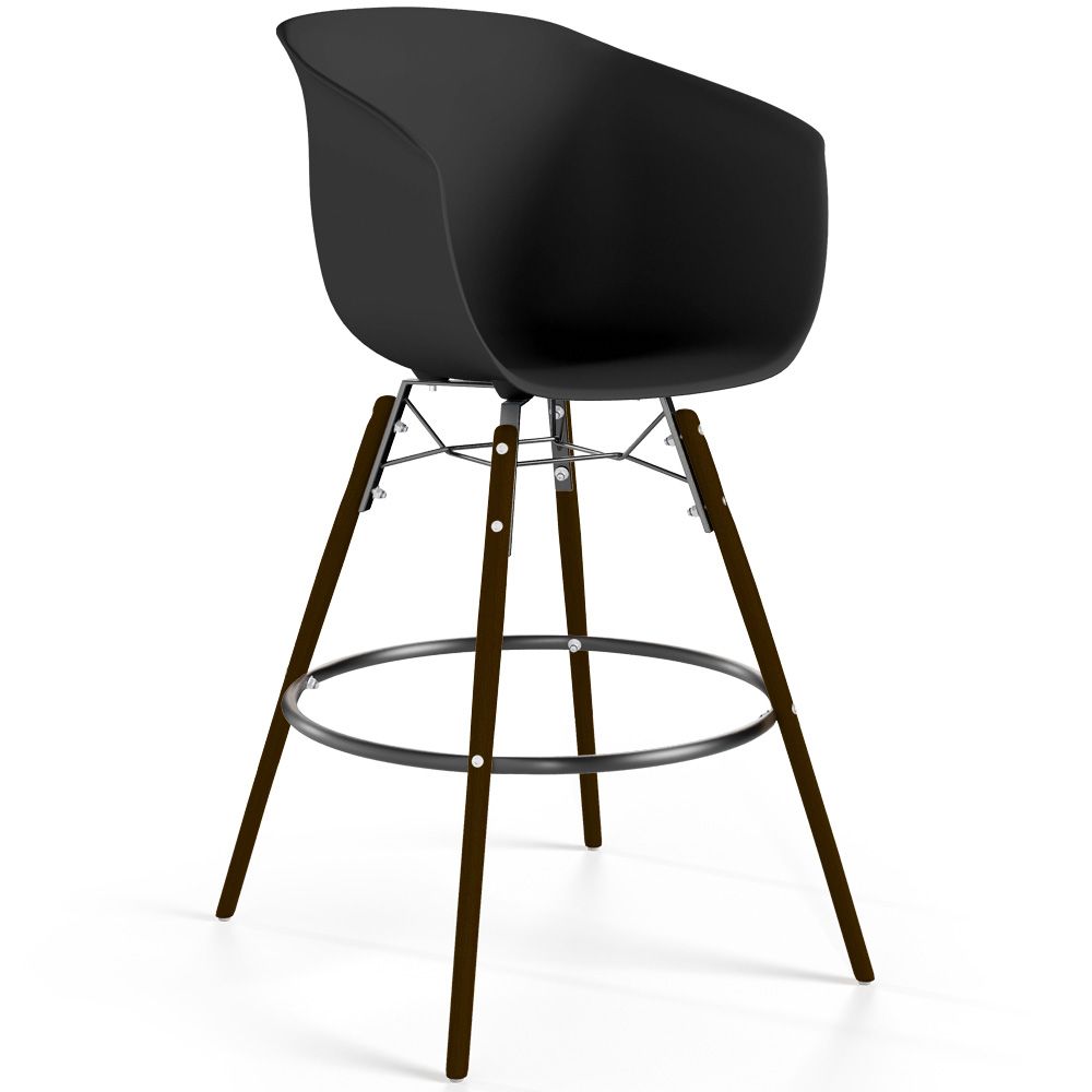  Buy Bar Stool - Scandinavian Style - Dark Wood Legs - Nubre Black 61733 - in the UK