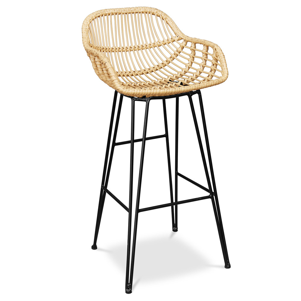  Buy Synthetic wicker bar stool - Magony Natural wood 59256 - in the UK