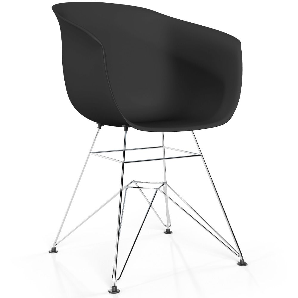  Buy Dining Chair - Scandinavian Style - Chrome Legs - Mangri Black 61730 - in the UK