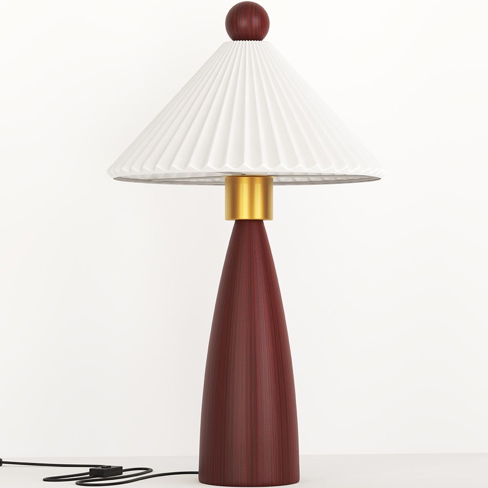  Buy Table Lamp with Wooden Base and White Cement Shade - Lumivie Brown 61735 - in the UK